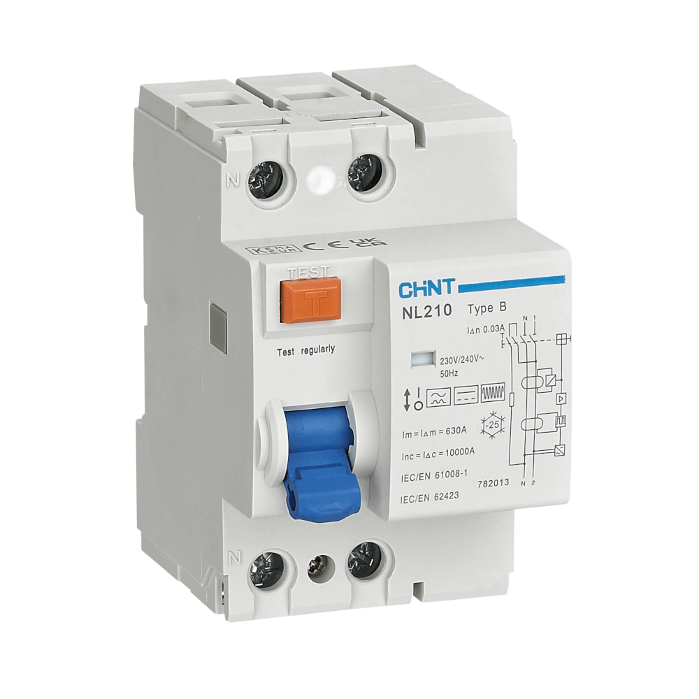 เบรคเกอร์กันดูด 25 แอมป์ 1P+N 2 โพล 30MA 10KA CHINT RCCB NL210 TYPE B (FOR EV)_0